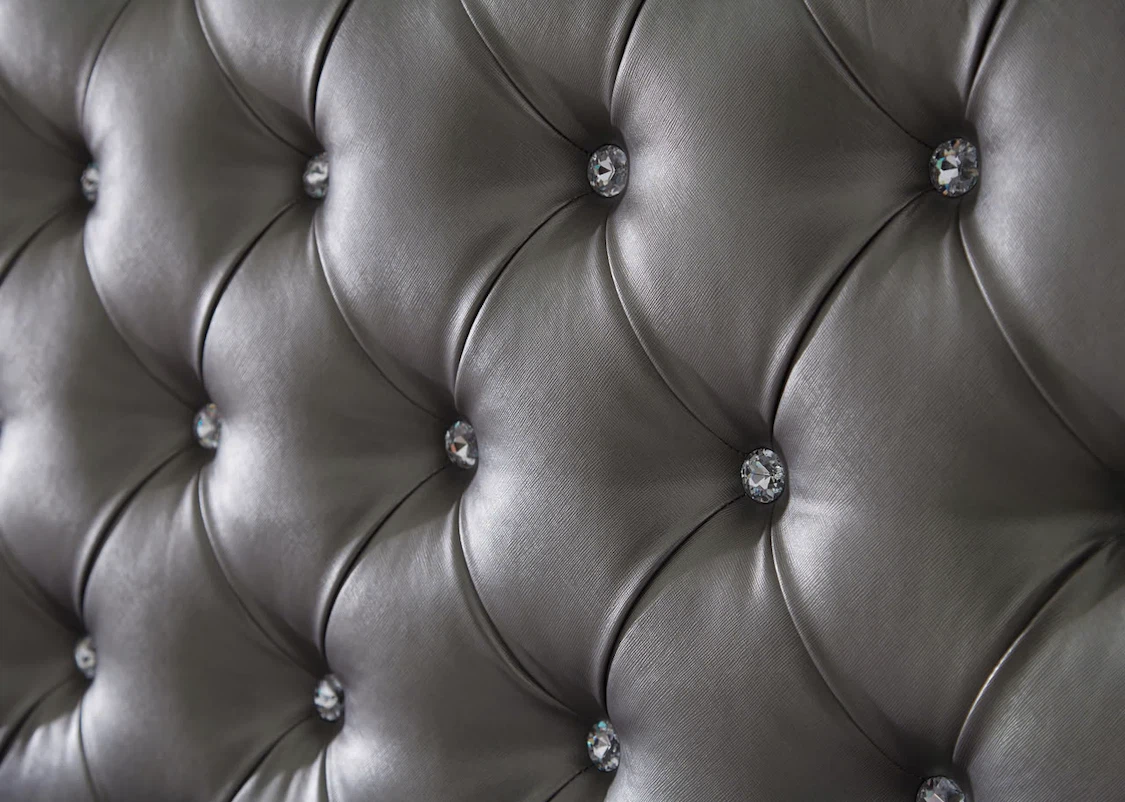 Grey Upholstered Queen Bed Frame with Tufting - photo 3