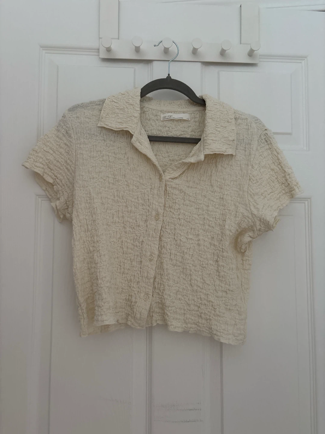 Oak + Fort Textured Cream Button-Up Shirt