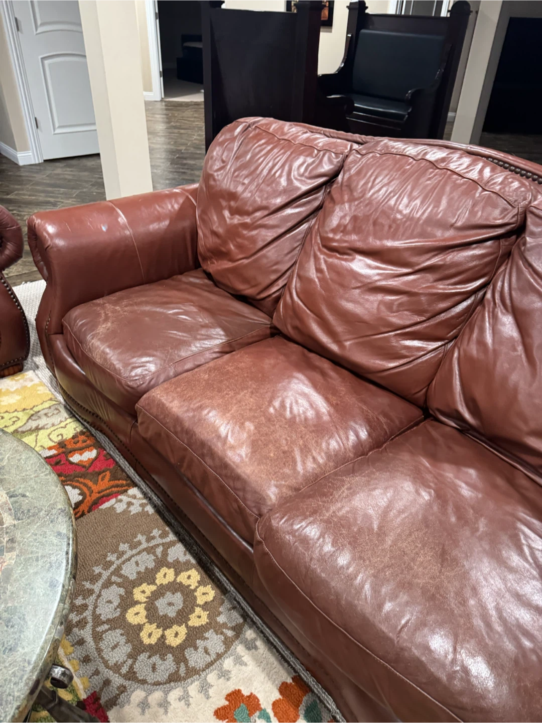 Natuzzi Italian Brown Leather Sofa & Love Seat - photo 2
