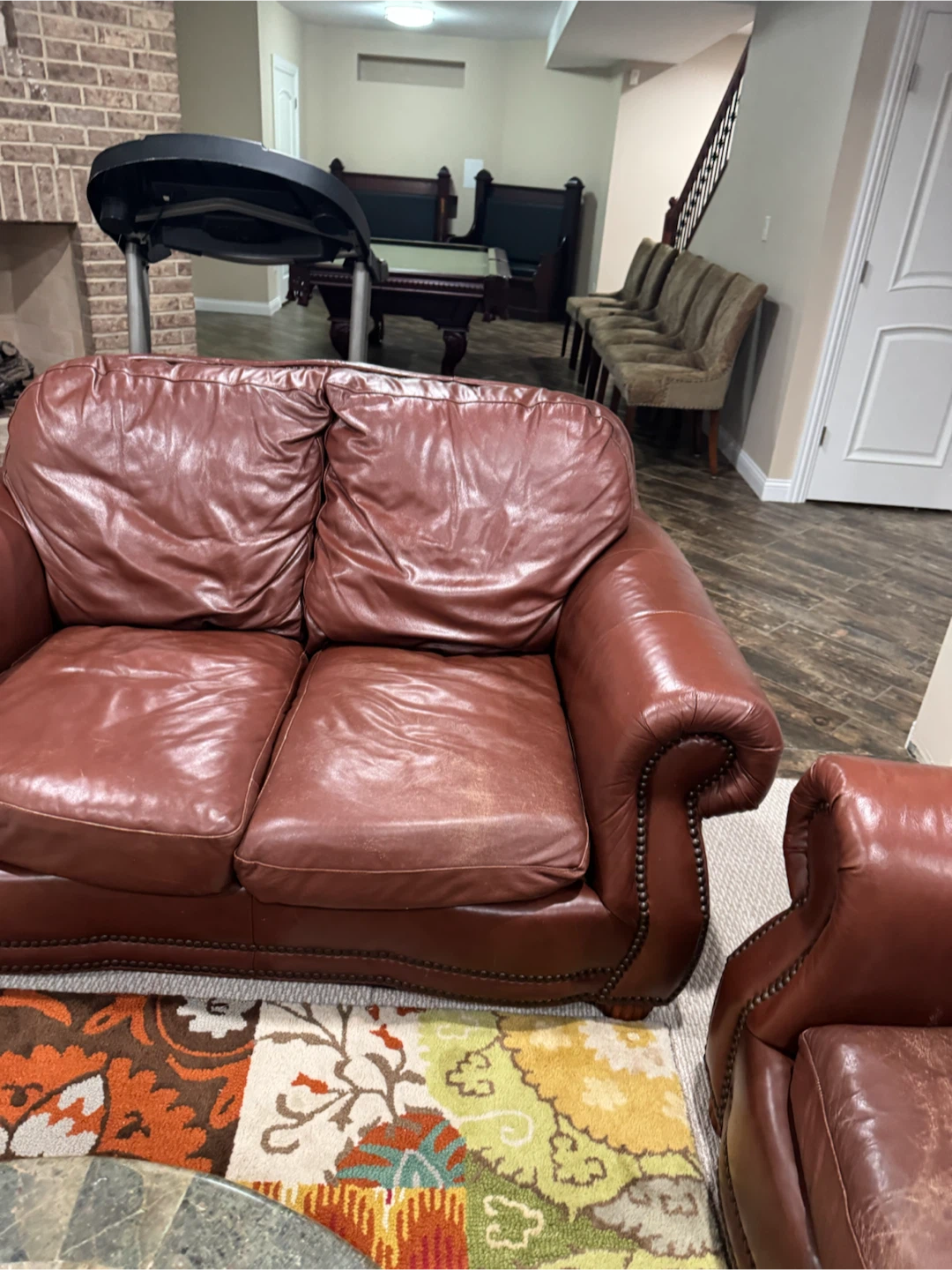 Natuzzi Italian Brown Leather Sofa & Love Seat - photo 3