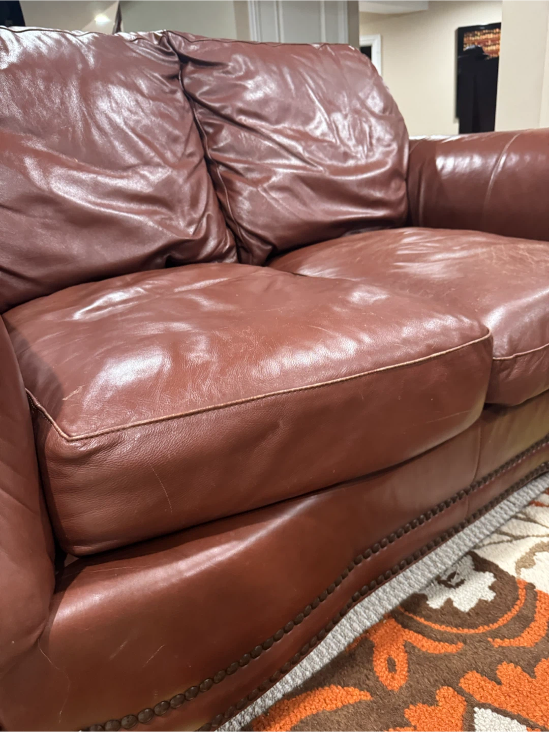 Natuzzi Italian Brown Leather Sofa & Love Seat - photo 4
