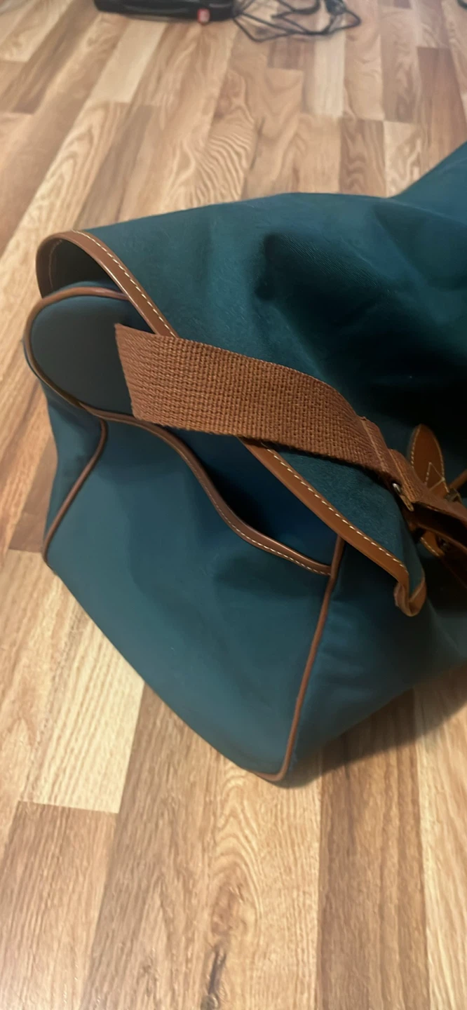 Green Duffel Bag with Brown Leather Accents - photo 2