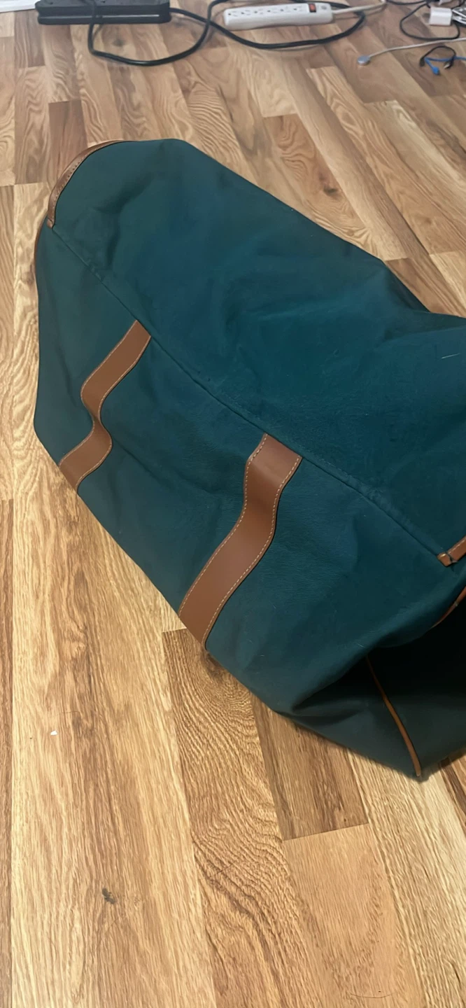 Green Duffel Bag with Brown Leather Accents - photo 3