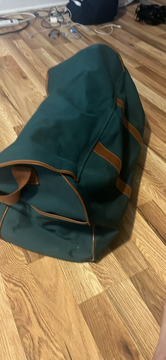 Green Duffel Bag with Brown Leather Accents - photo 4