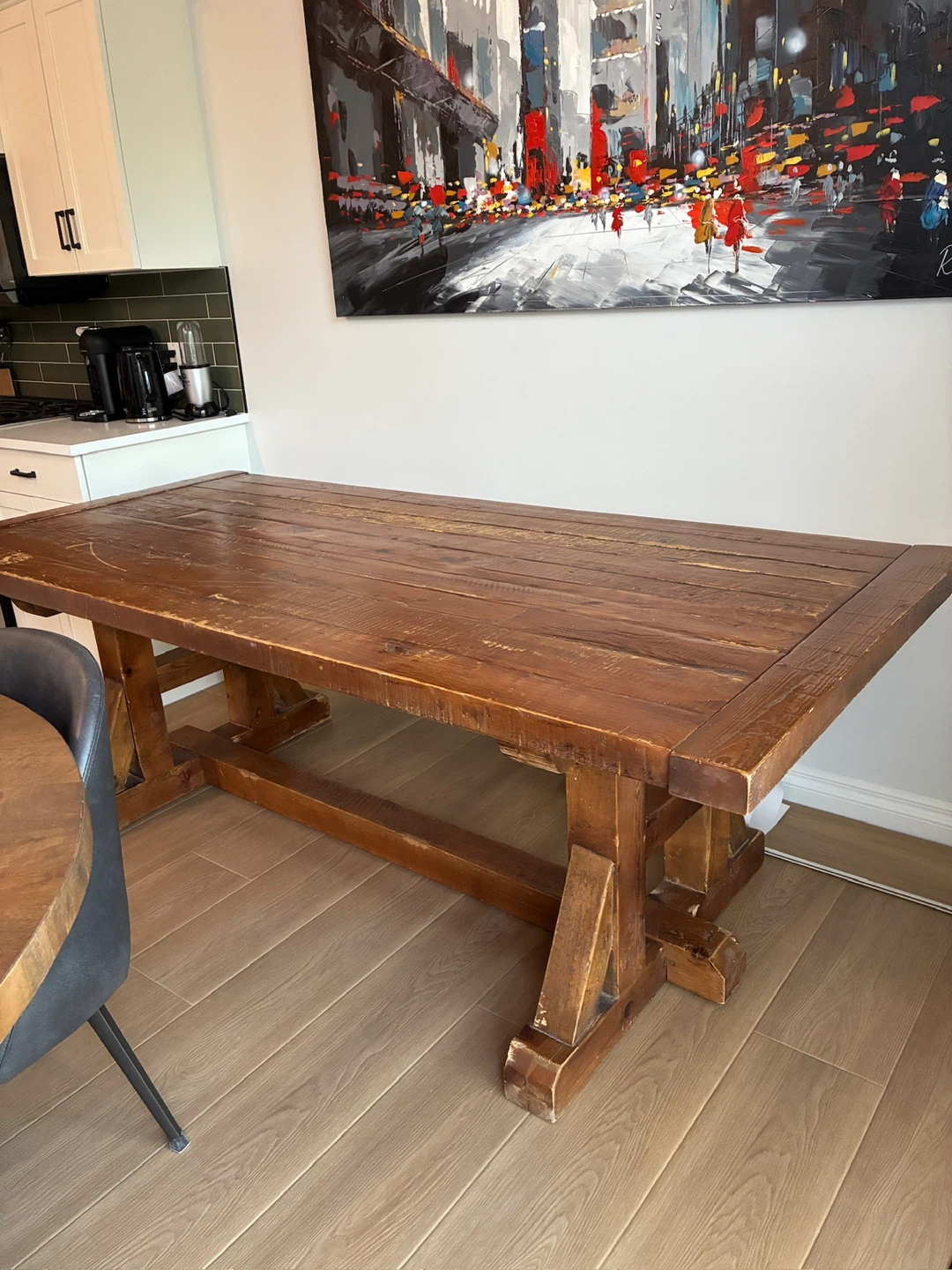 Rustic Solid Wood Trestle Dining Table - photo 2