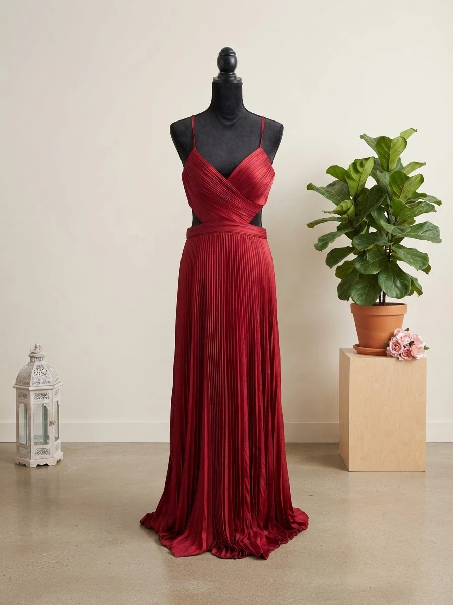 Lulus Red Pleated Maxi Dress
