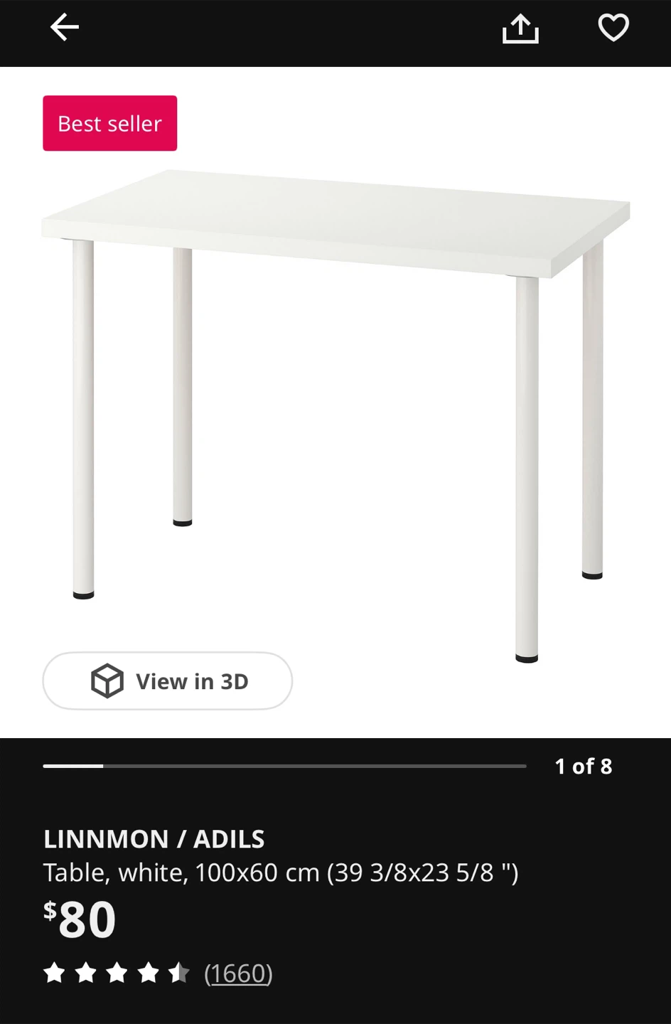 IKEA LINNMON / ADILS Table White