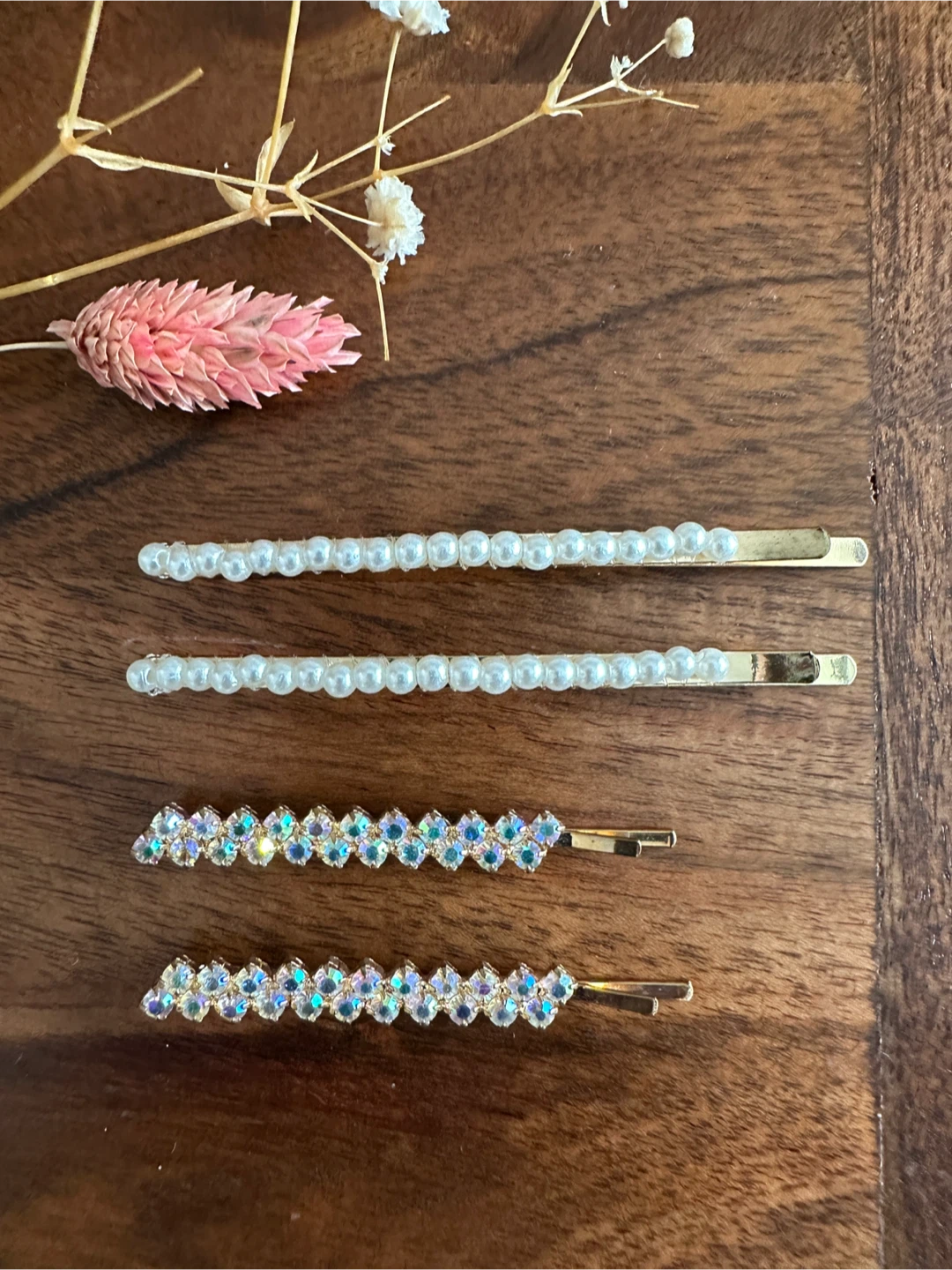 Hair Pins with Pearls and Rhinestones