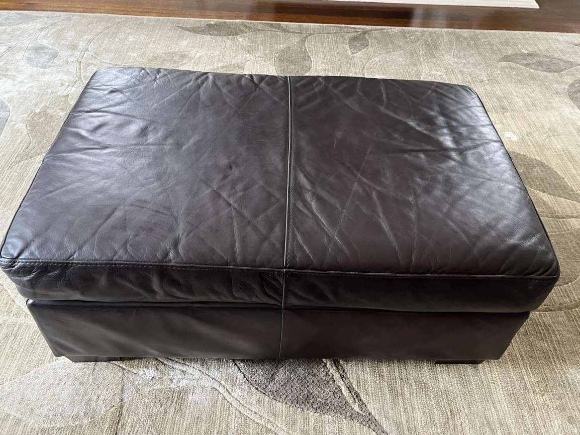 Large Leather Ottoman - photo 2