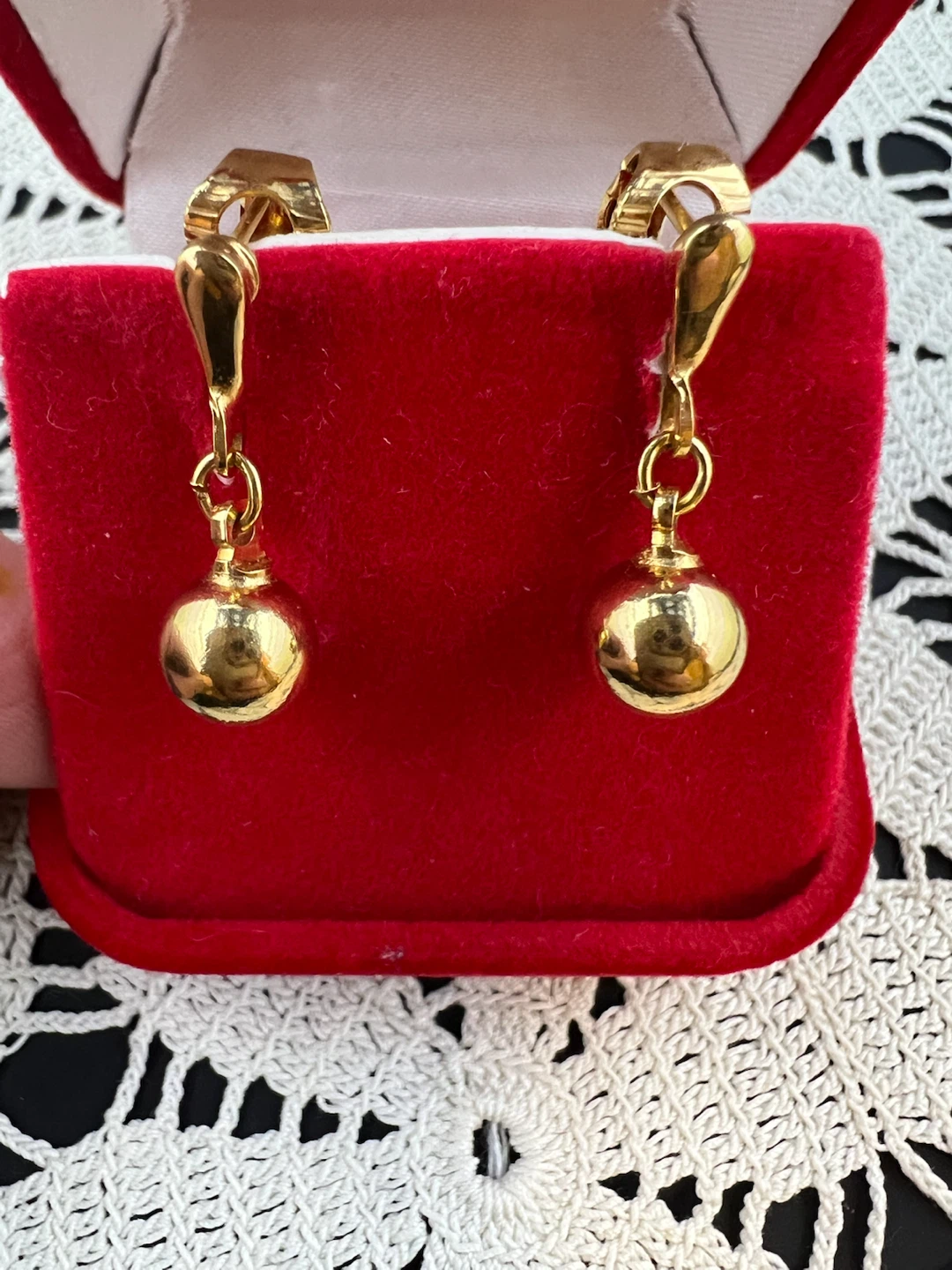 Vintage Trifari Gold-Tone Ball Drop Earrings - photo 2