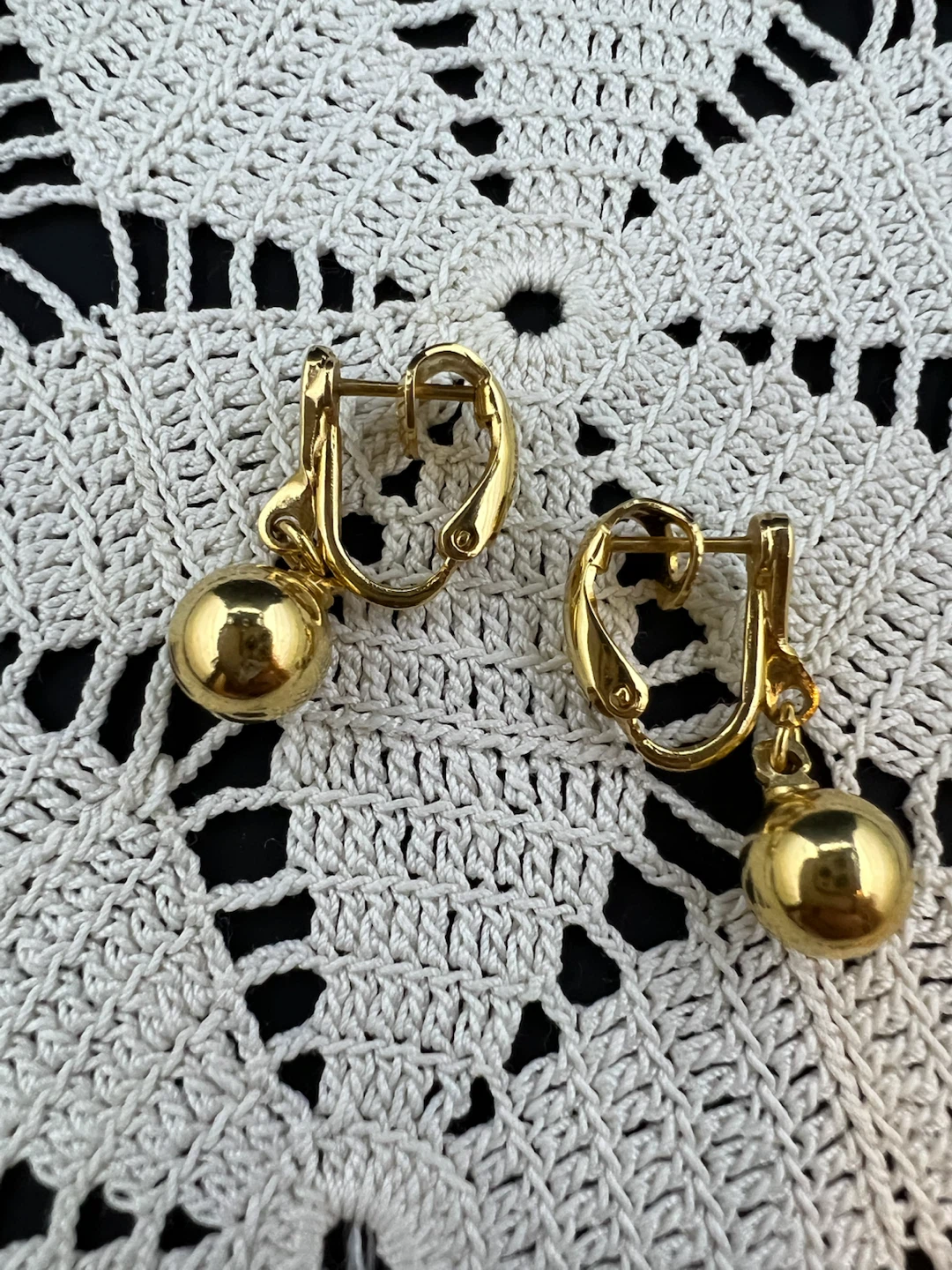 Vintage Trifari Gold-Tone Ball Drop Earrings - photo 3