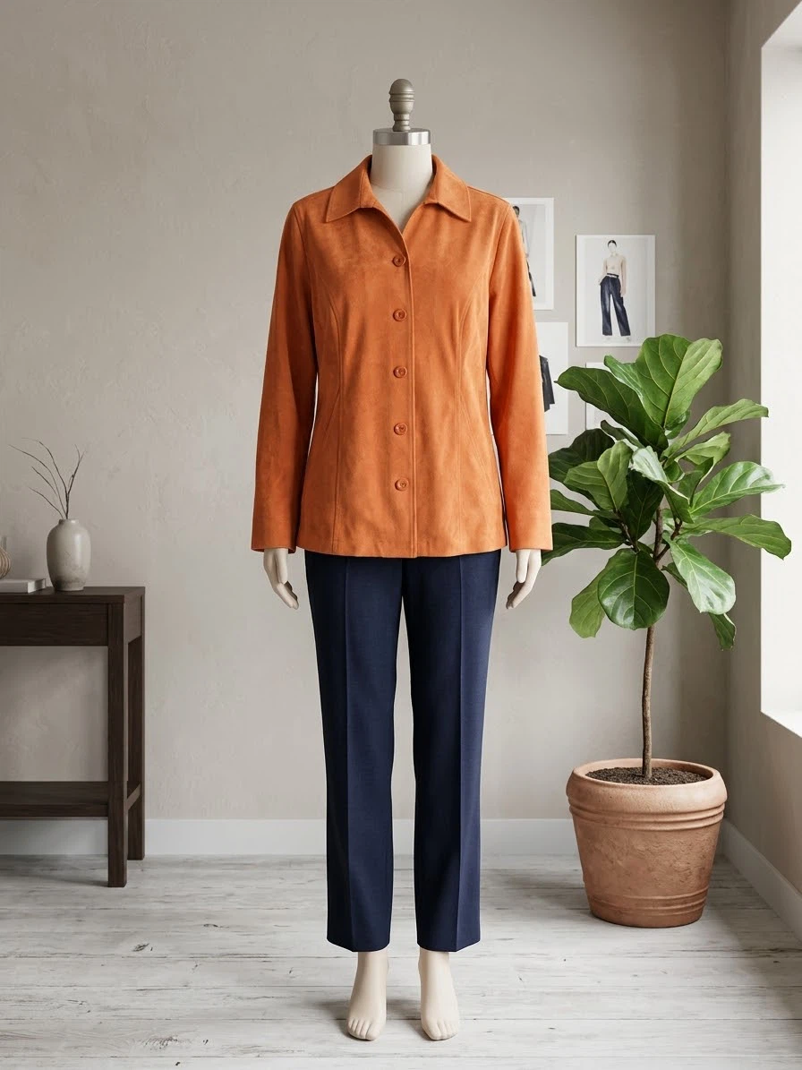 CJ Banks Orange Button-Up Jacket