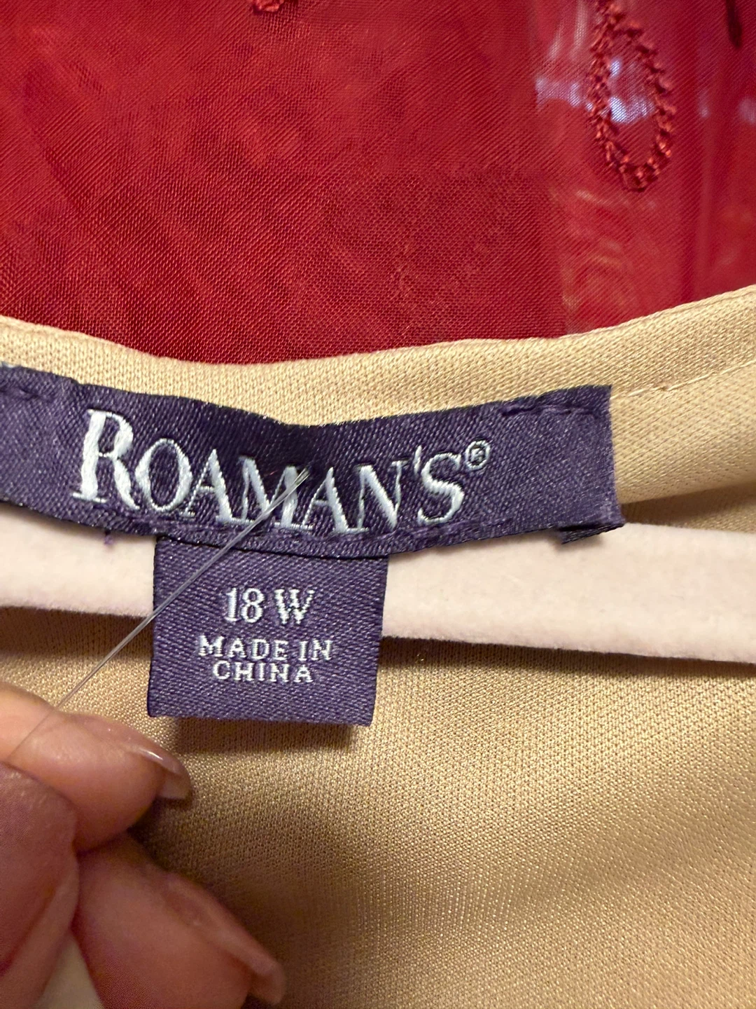 Roaman's Sequin Embellished Beige V-Neck Top - Size 18W - photo 5