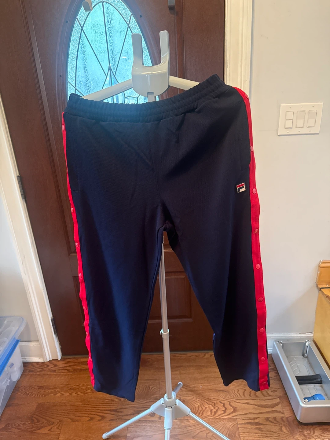 Fila Friars Tear Away Track Pants Navy Red Snap Button Size L