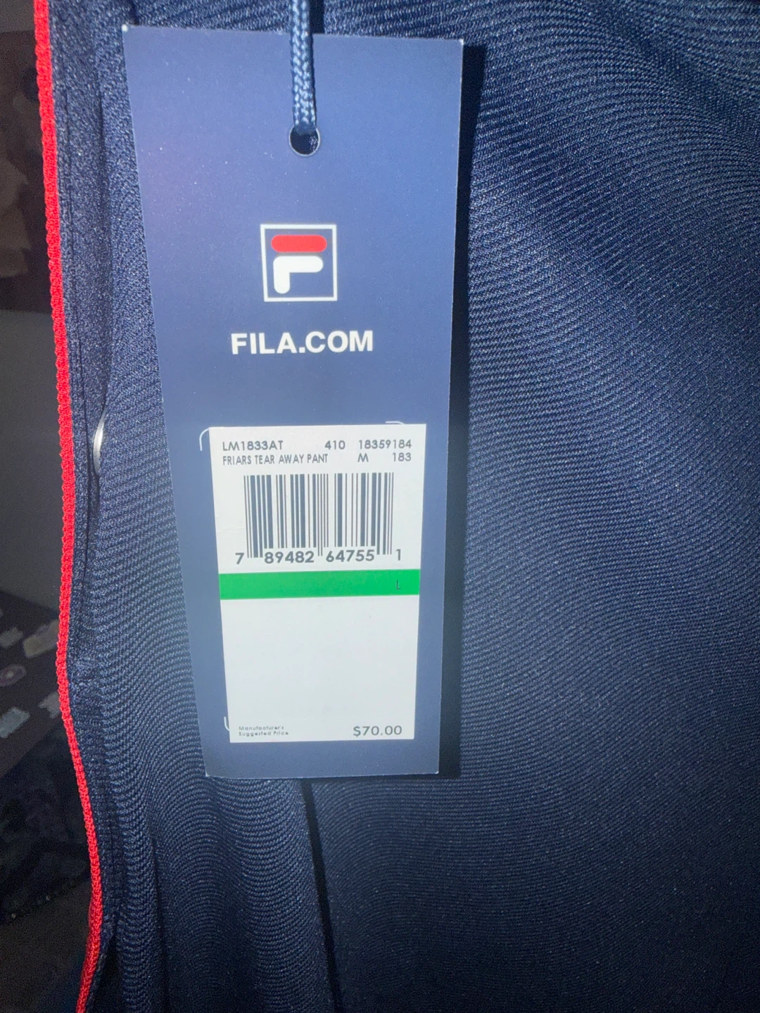 Fila Friars Tear Away Track Pants Navy Red Snap Button Size L - photo 3