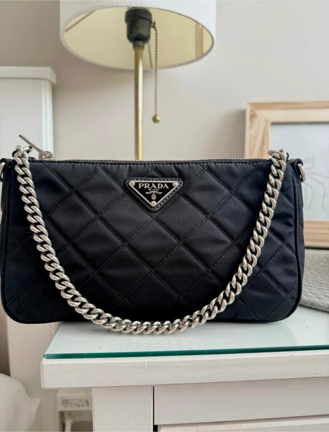 Prada Quilted Tessuto Crossbody Bag