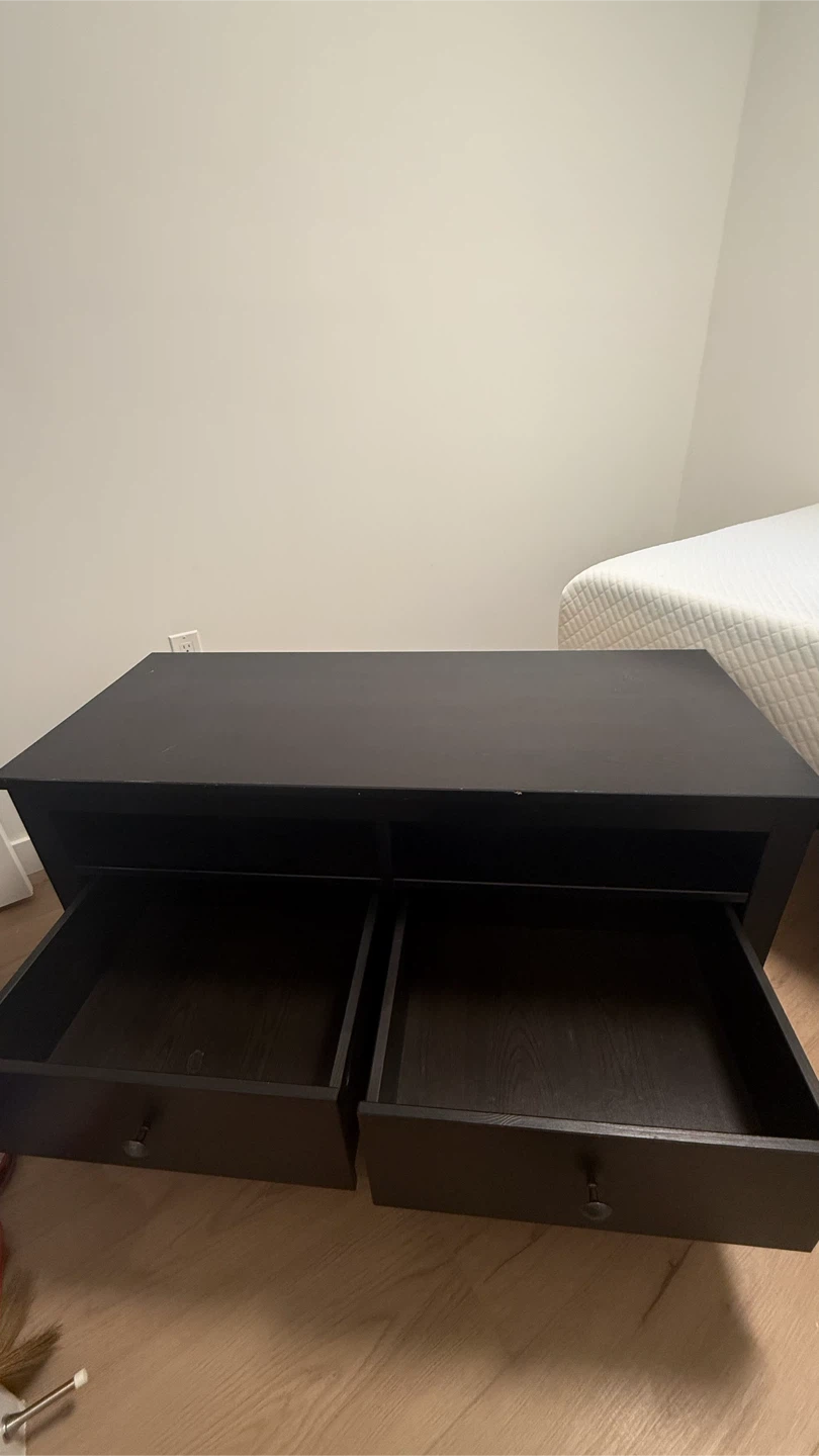 Ikea Black TV Stand with 2 Drawers - photo 2