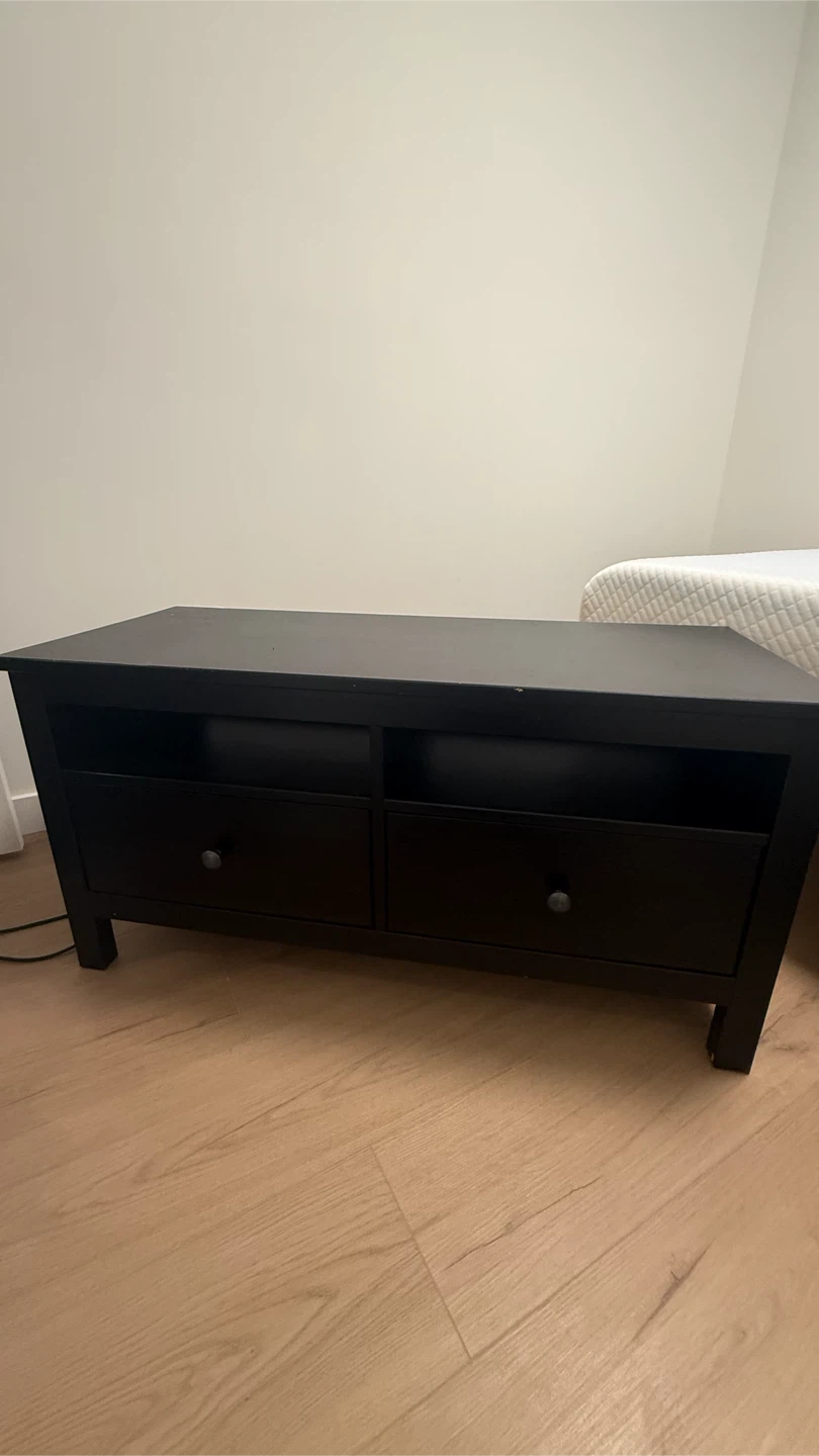 Ikea Black TV Stand with 2 Drawers - photo 3