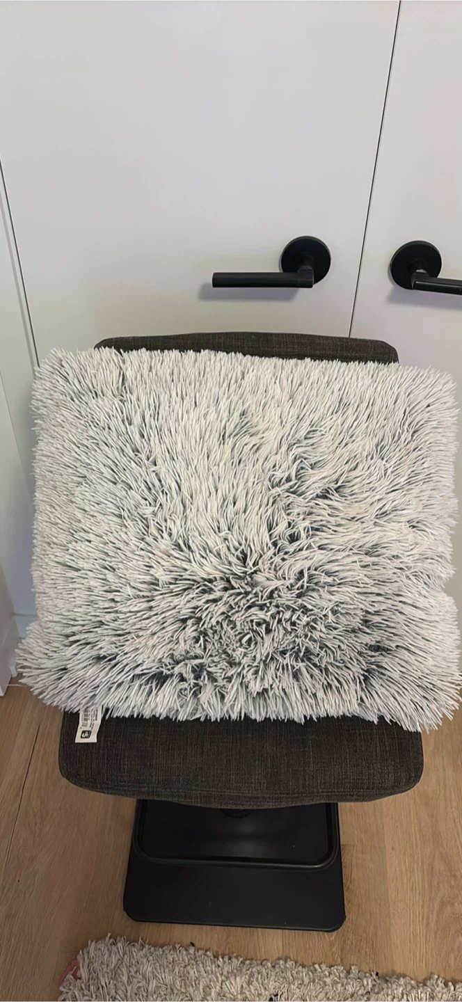 Shag Throw Pillow and bar stool