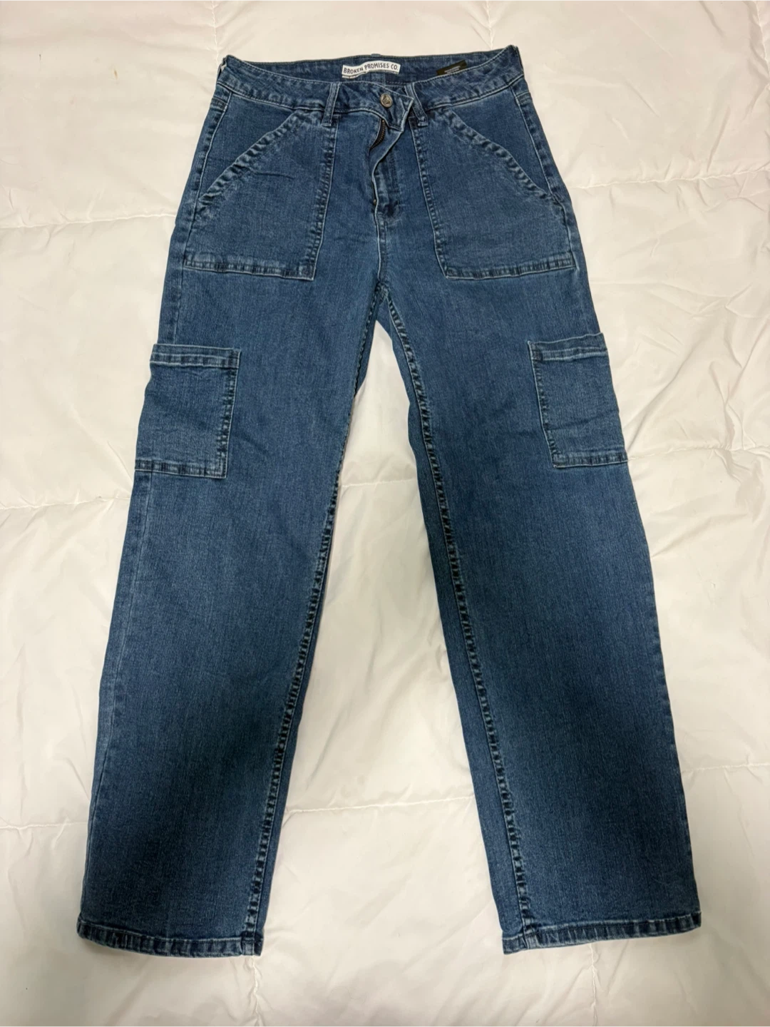 Broken Promises Blue Denim Cargo Jeans