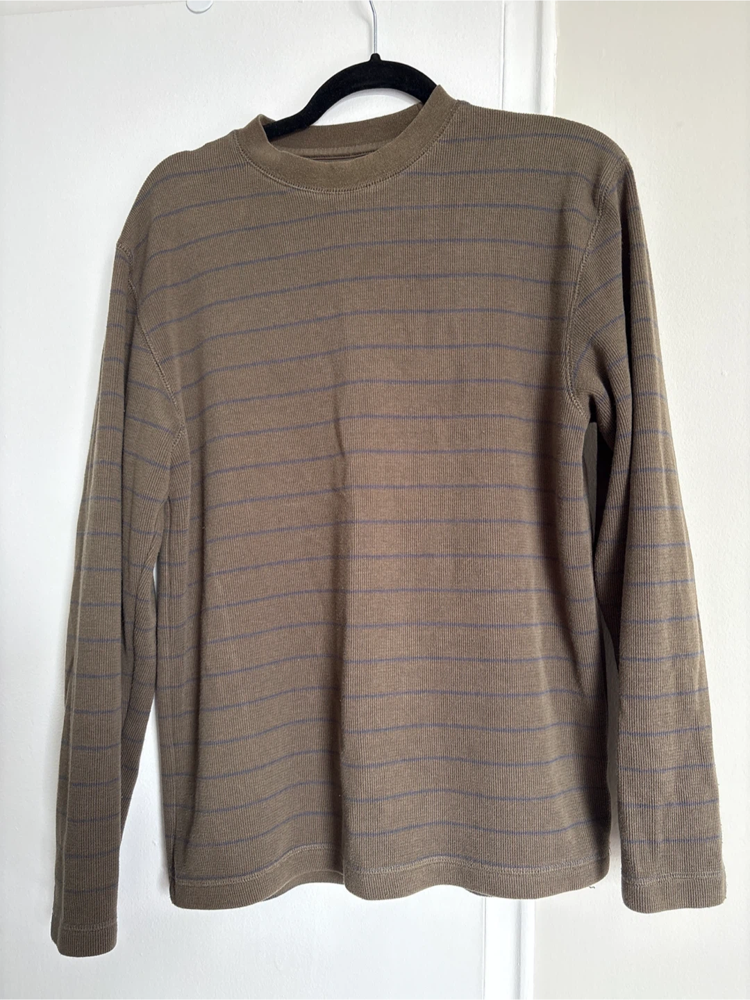 Brown striped long-sleeve thermal shirt