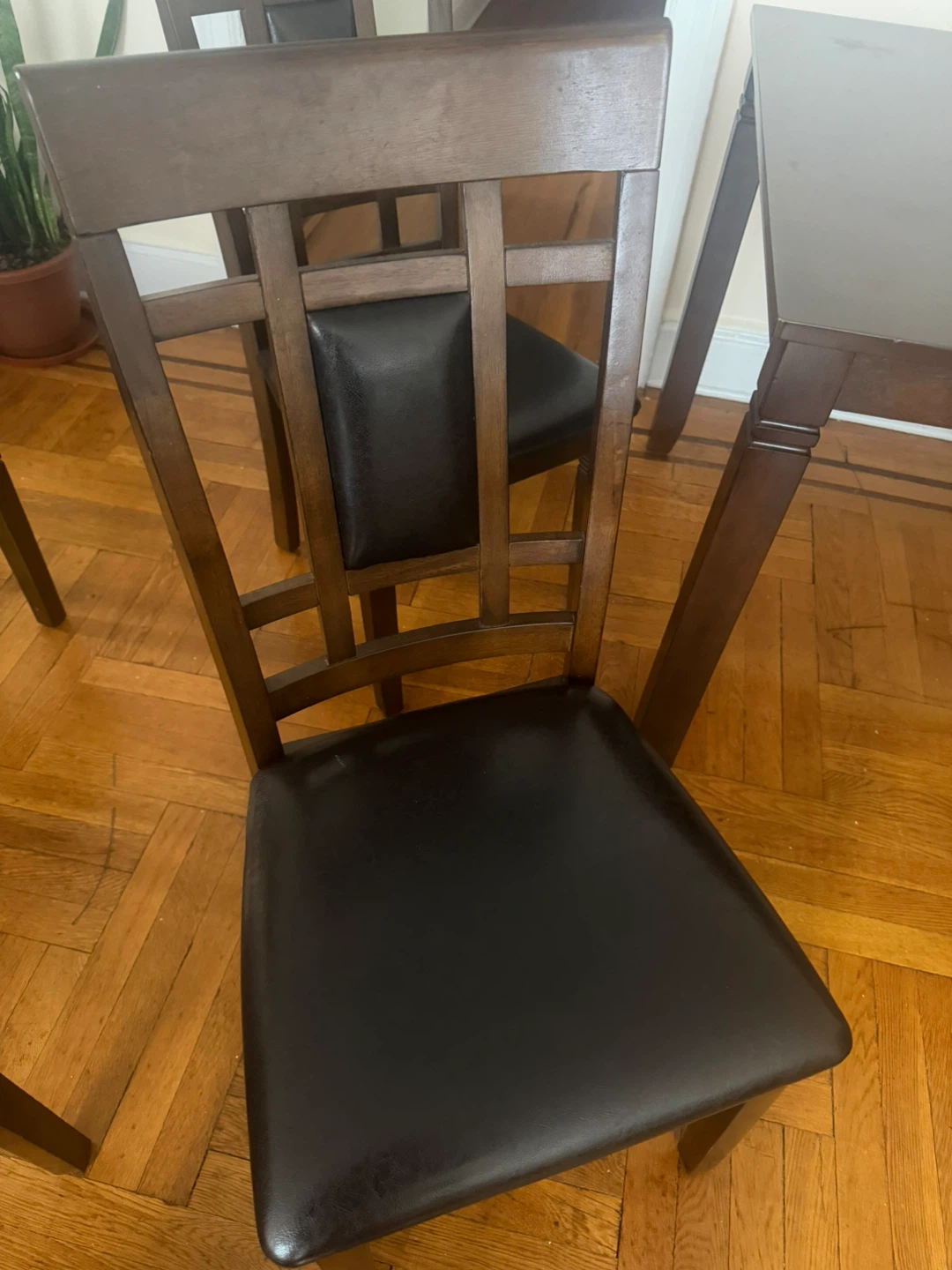 Wooden Dining Chairs with Black Padded (Set of 6 - photo 2