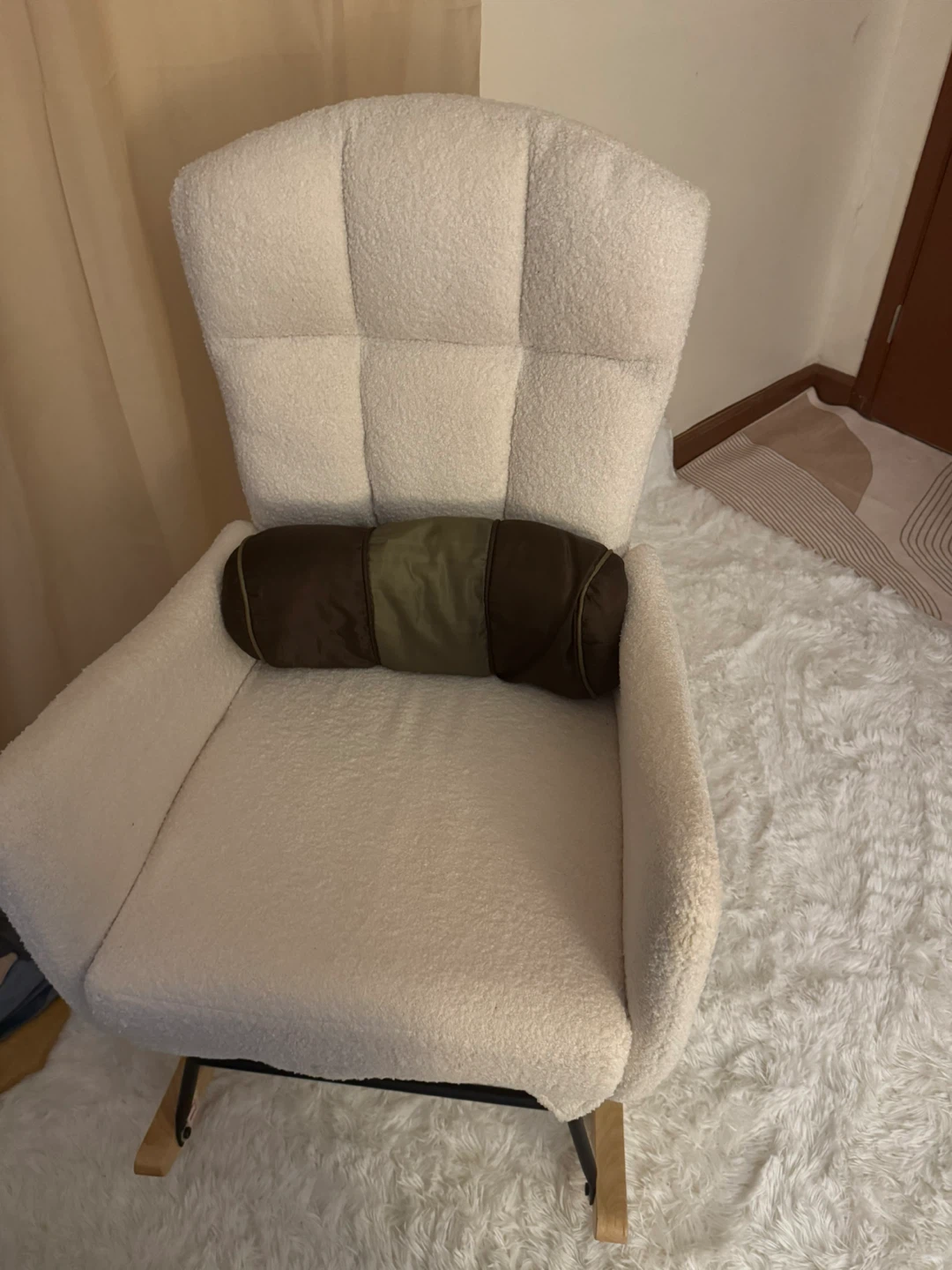 White Sherpa Rocking Chair