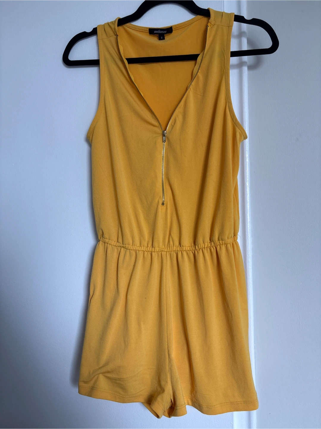 Embrace Yellow Sleeveless Zipper Romper