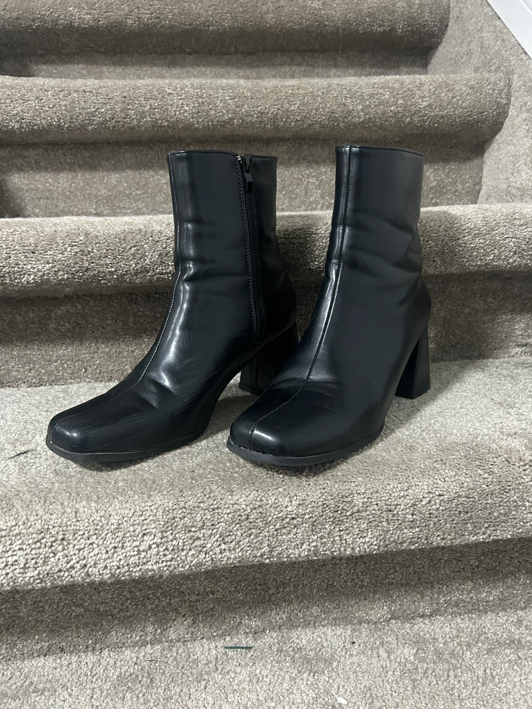Black Ardene Block Heel Ankle Boots