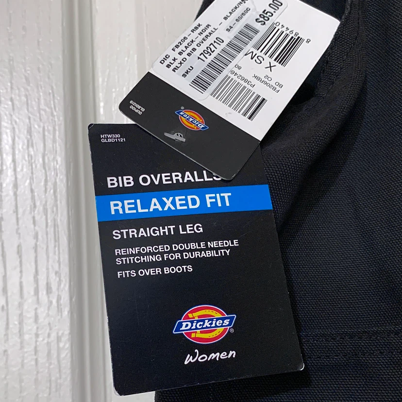 Dickies Womens Black Denim Bib Overalls Size X-Small, Small NEW - photo 3