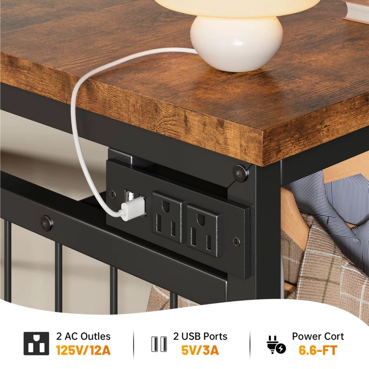6 drawer dresser with coat rack & power outlet - photo 3