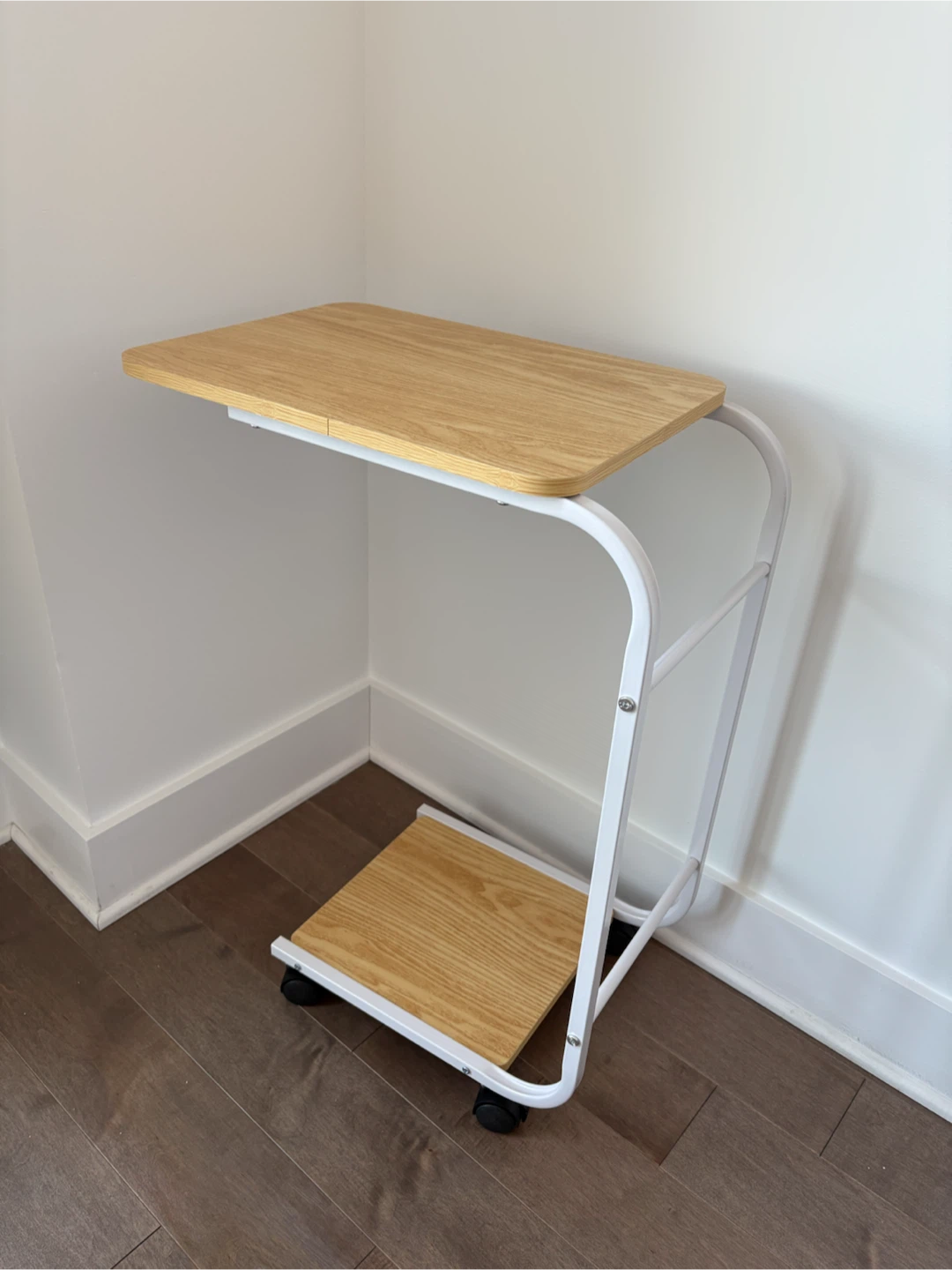 C-Shaped Side Table with Wheels