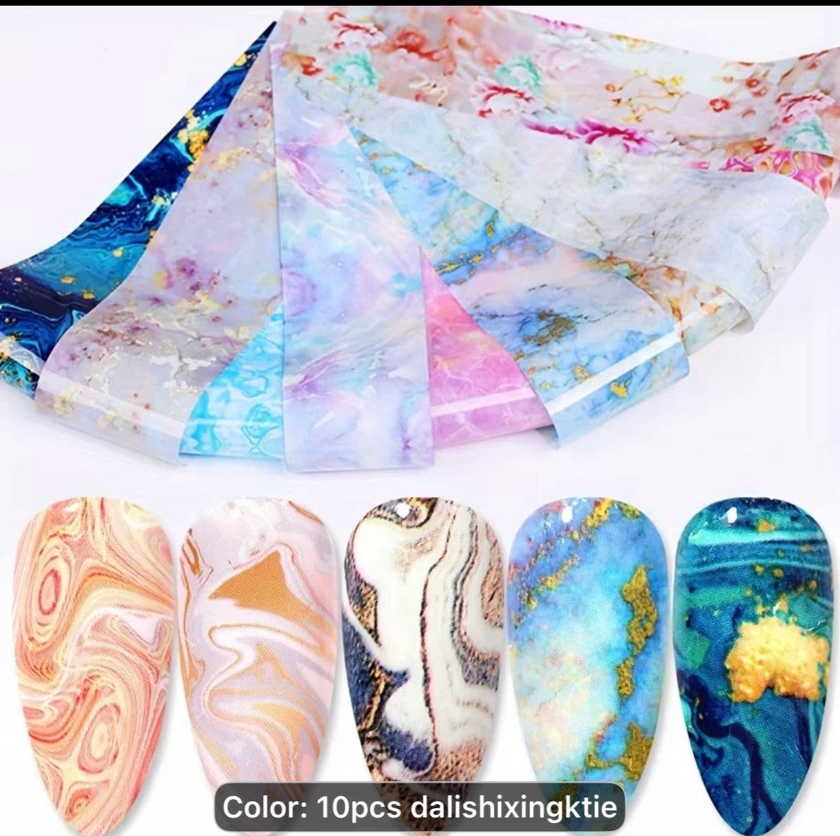 10-Pack Marble Pattern Nail Art Transfer Foils - photo 5