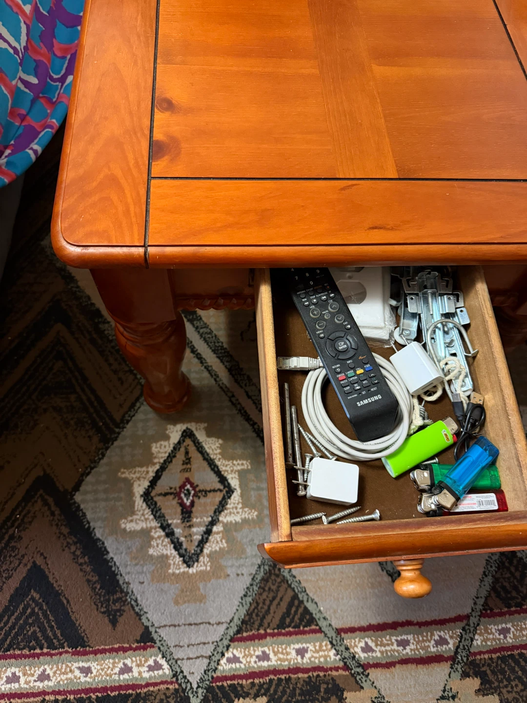 Solid wood end tables with drawer - photo 3