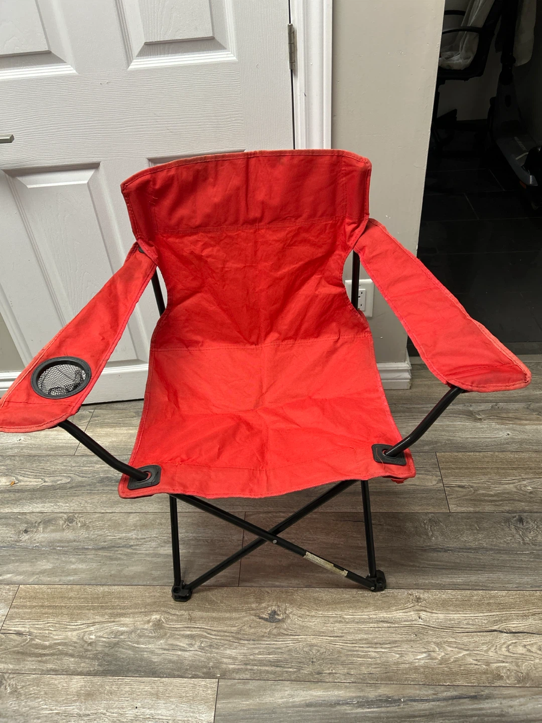 Red Folding Camping Chair with Cup Holder