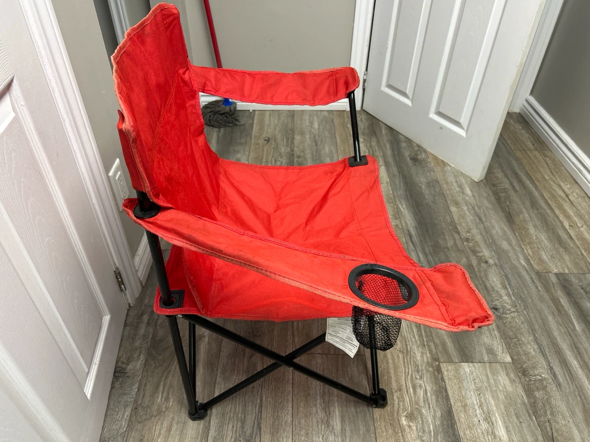 Red Folding Camping Chair with Cup Holder - photo 2
