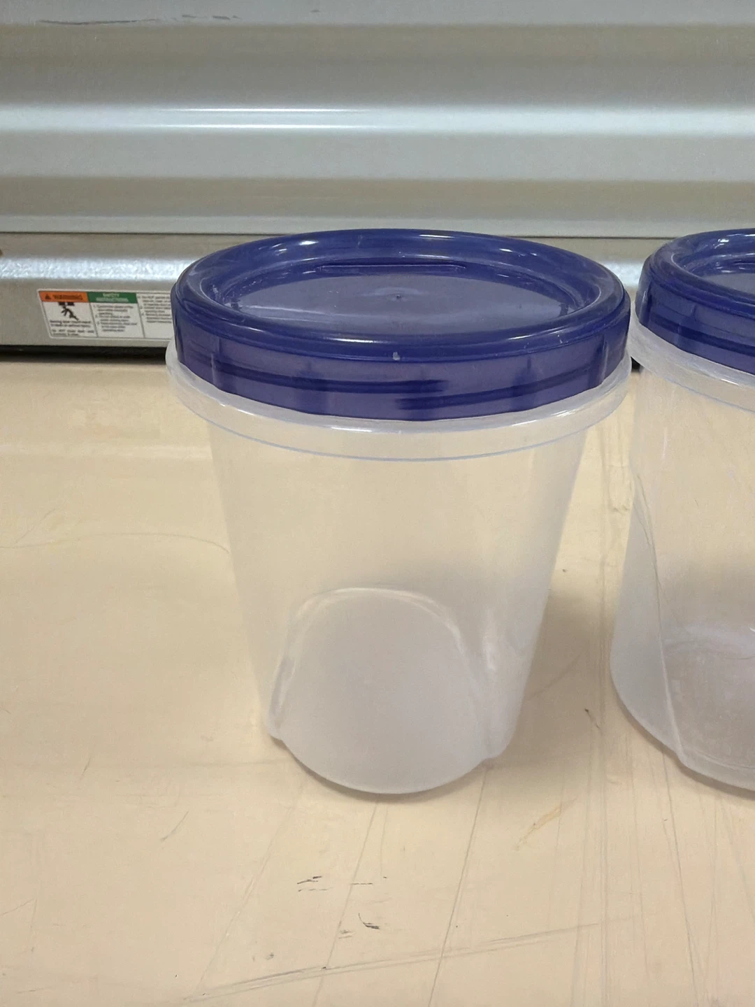 Set of 3 Food Storage Containers with Blue Lids - photo 2