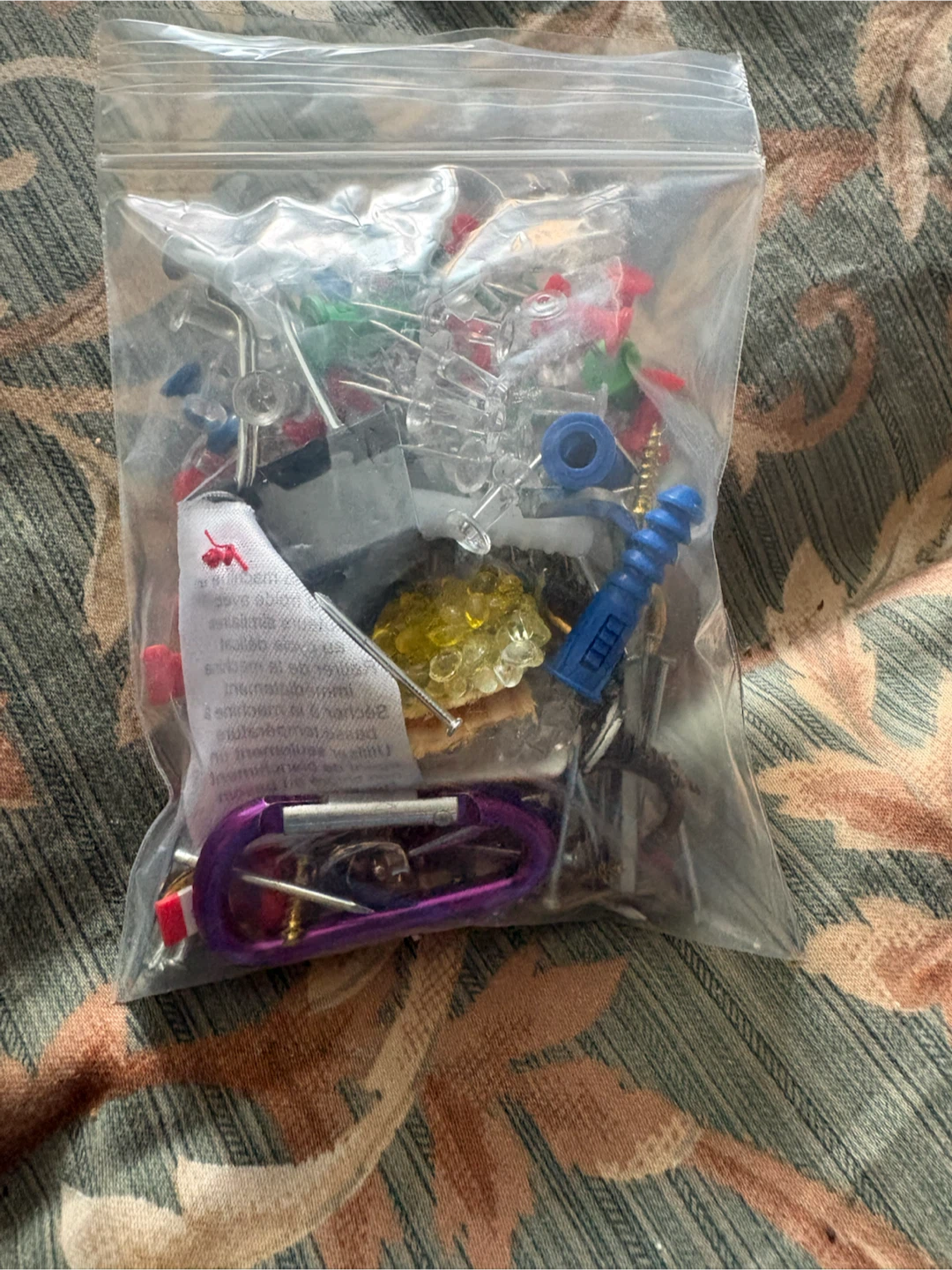 Assorted Hardware and Push Pins Bag
