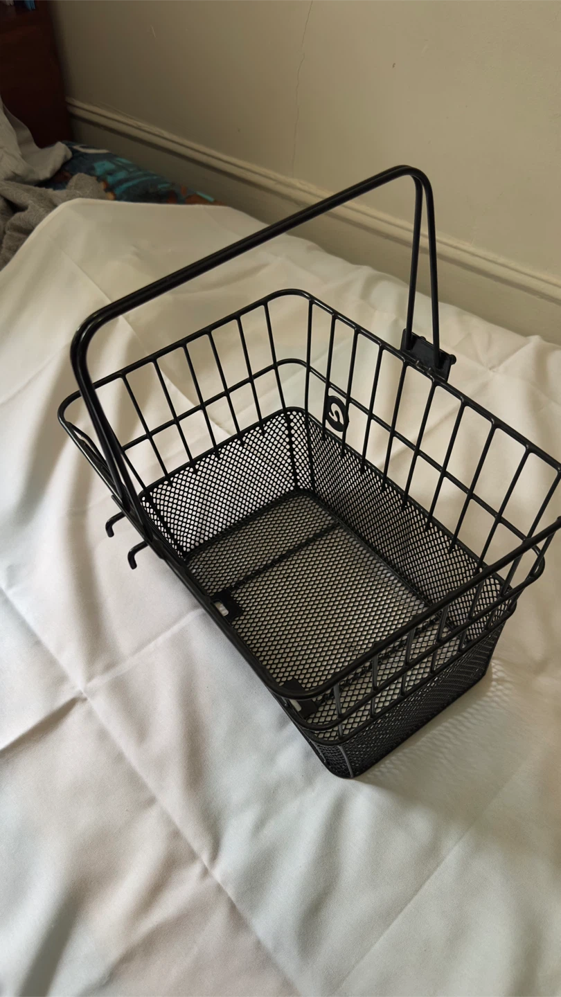 Black Metal Wire Basket with Handle - photo 4