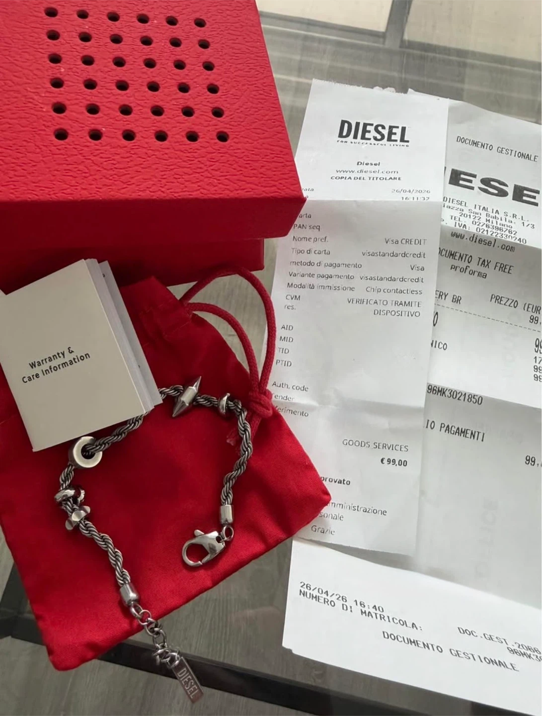 Diesel Stainless Steel Charm Bracelet