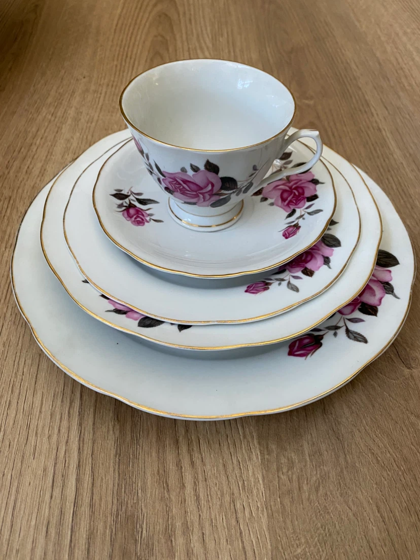 Vintage Rose China Tea Set