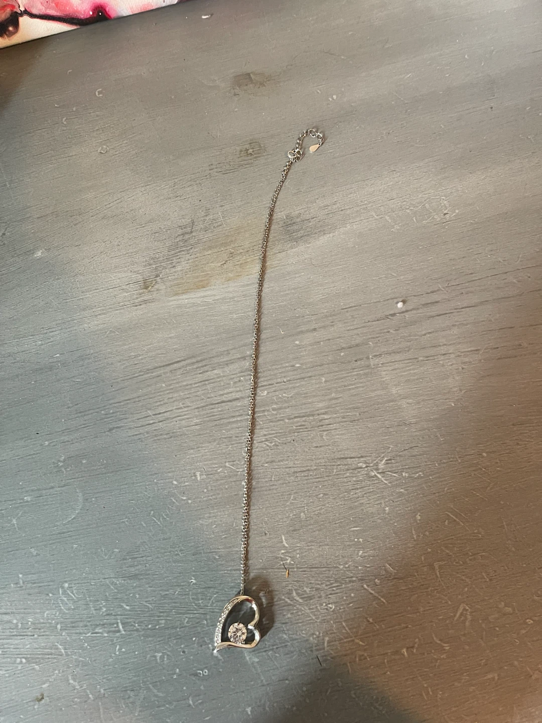 Silver Heart Necklace with Stones