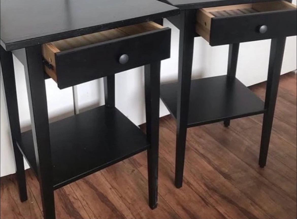 Set of two black side tables