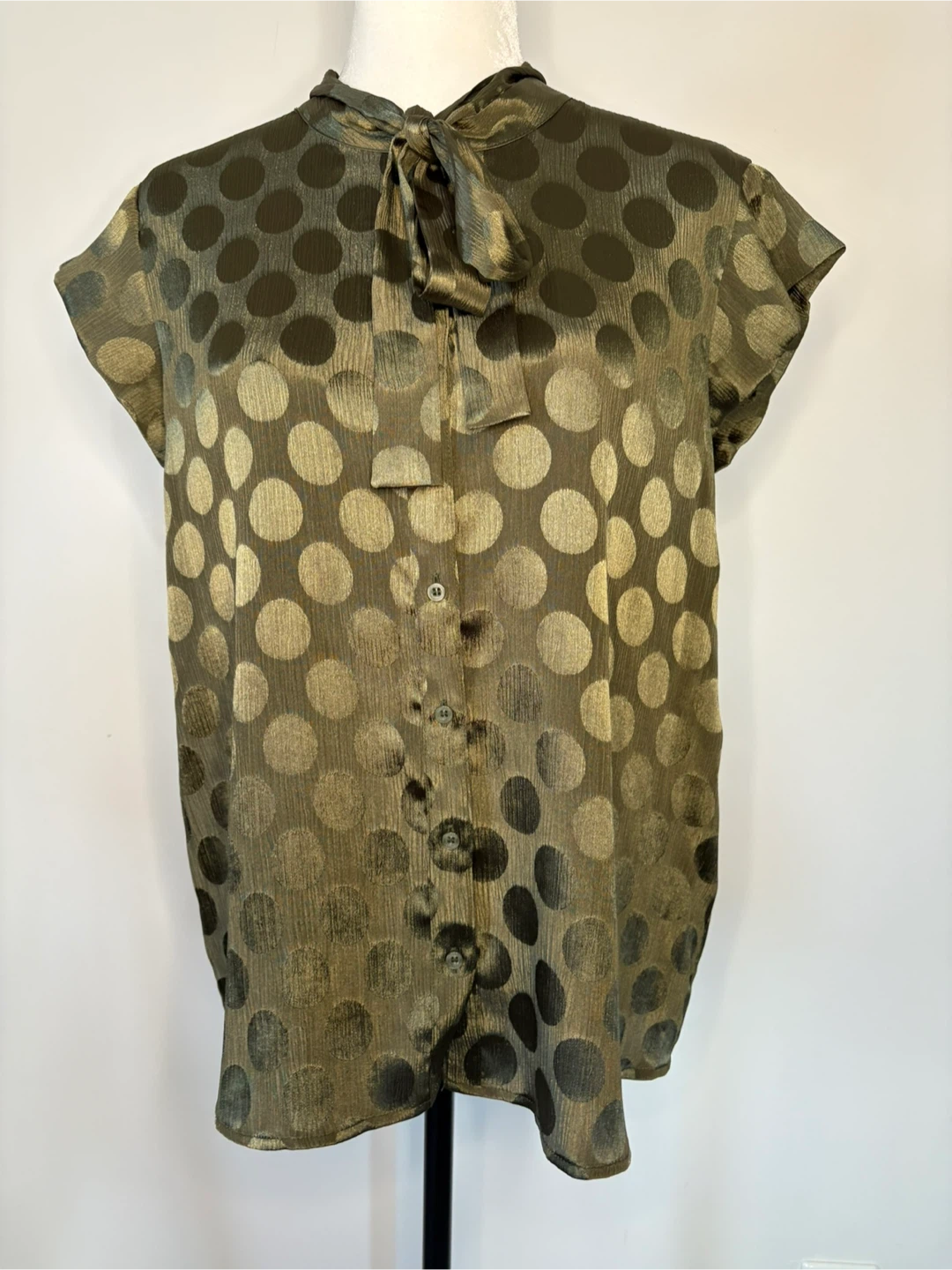 M - Calvin Klein Olive Polka Dot Blouse