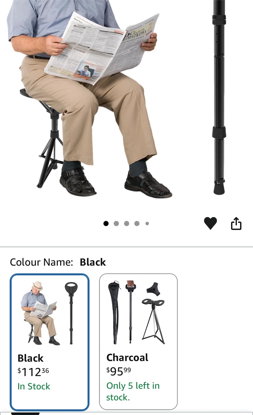 LOCYOP Portable Walking Stick Folding Chair - photo 2