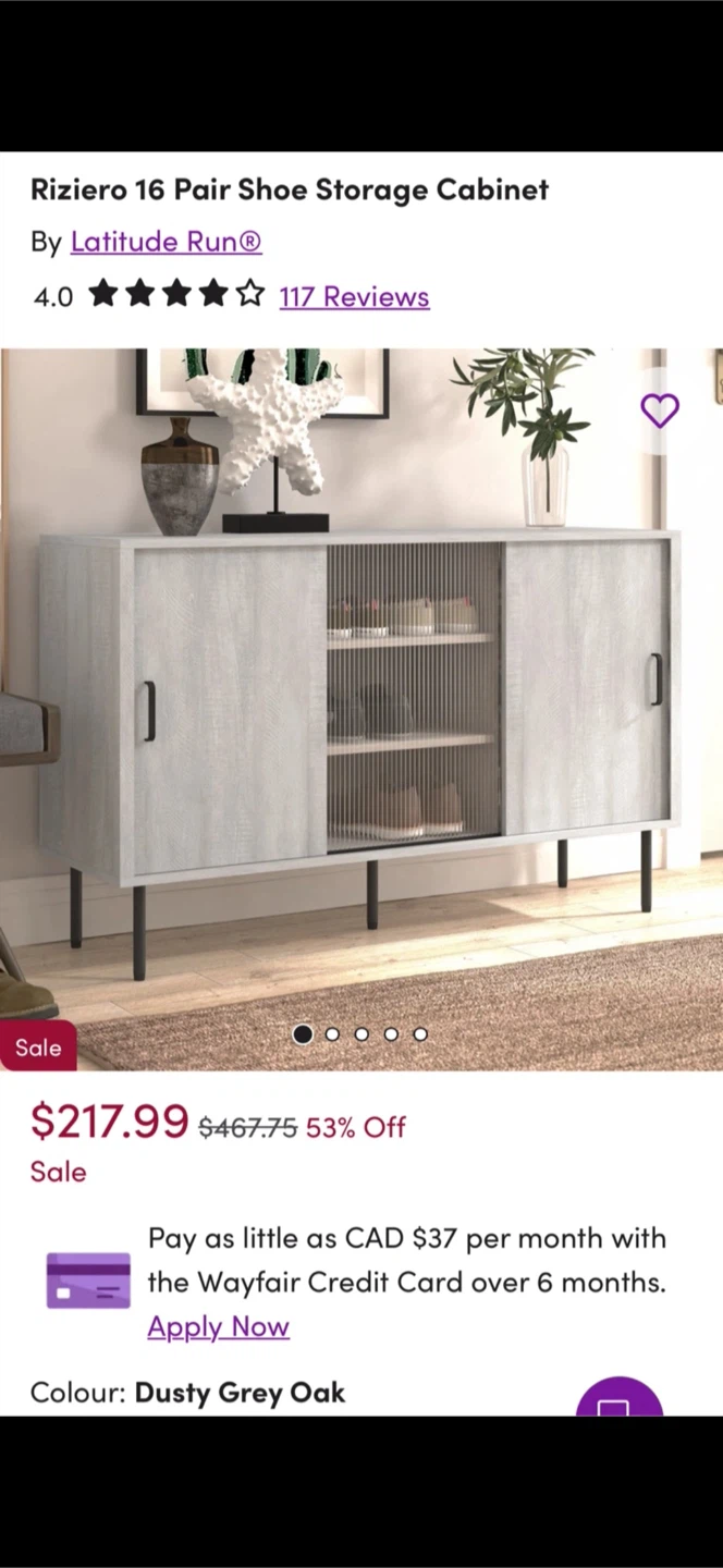Rivieiro 16 Pair Shoe Storage Cabinet - Dusty Grey Oak - photo 2