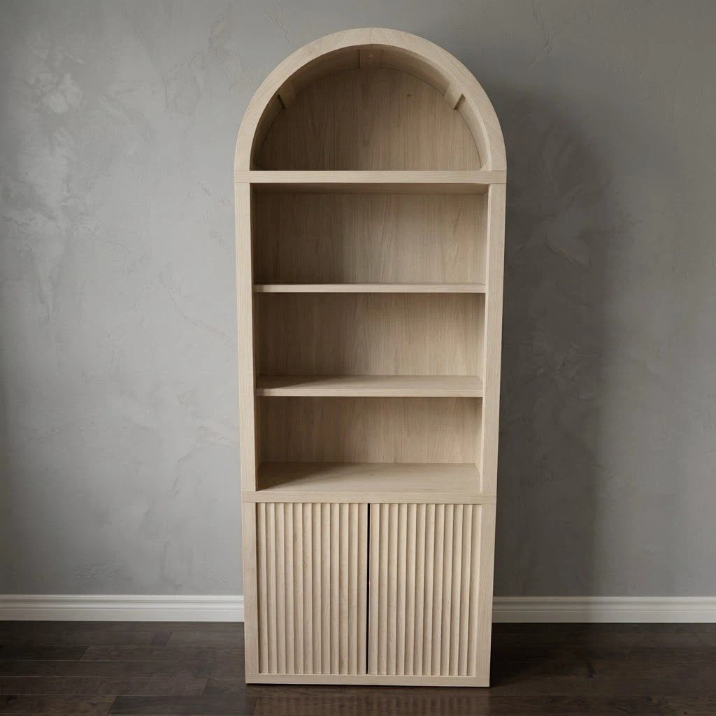 SICOTAS 82" Tall Bookcase with Doors - Grey Alder