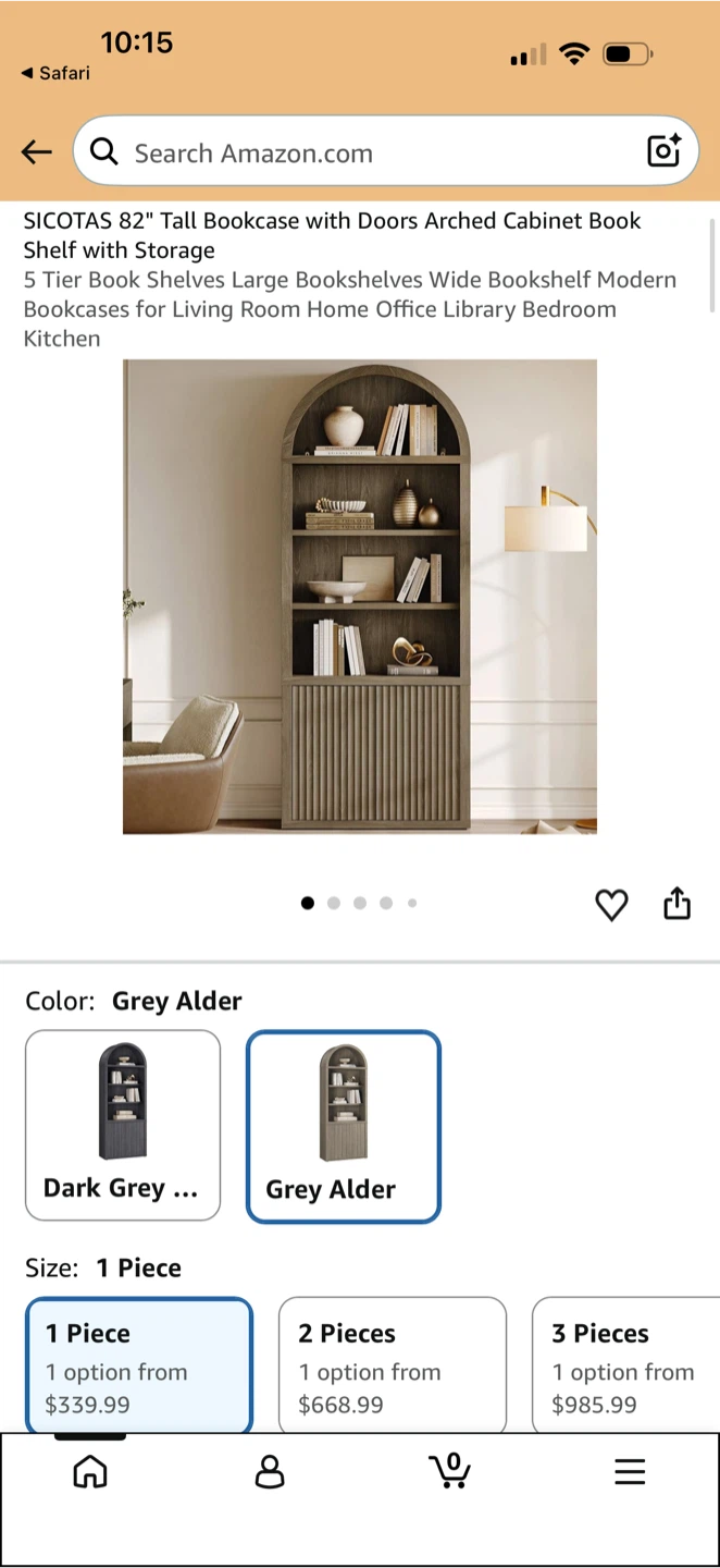 SICOTAS 82" Tall Bookcase with Doors - Grey Alder - photo 2