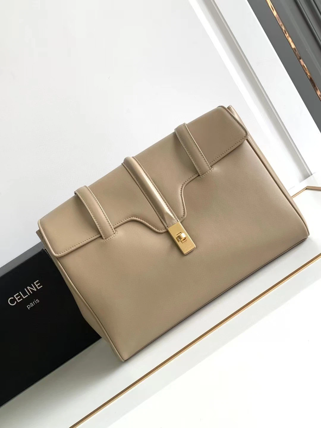 Ce-line Beige Leather Shoulder Bag