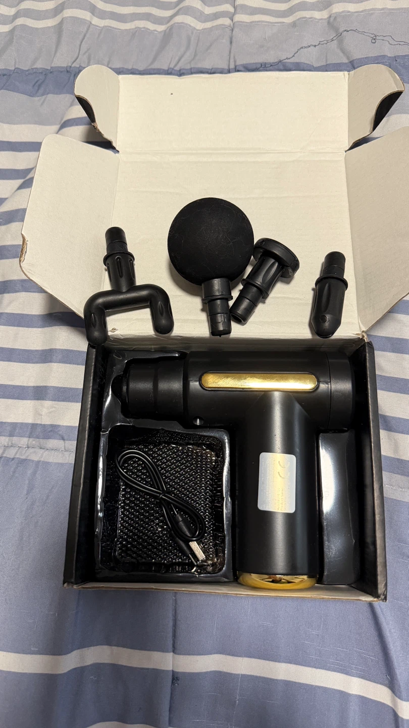 Black Percussion Massage Gun with Attachments